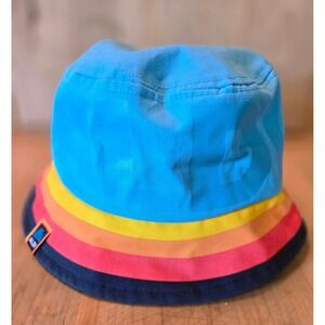 Aldi Gear Bucket Hat Blue Retro Rainbow Striped Sun Hat One Size 2023 820605